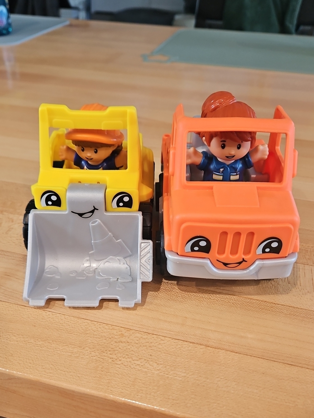 Little People Kids Toy Dump Truck & Loader Set - Orange & Yellow
